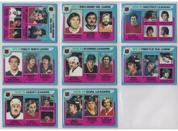 Lot Of 8 1979-80 Topps Hockey Leaders Cards