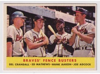 1958 Topps #351 Braves' Fence Busters Featuring Hank Aaron & Ed Mathews