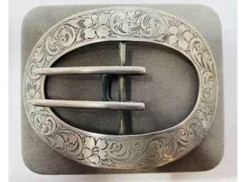 Victorian Art Nouveau Sterling Silver Belt Buckle