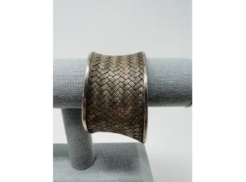 Heavy Sterling Silver Cuff Bracelet With Woven Detailing