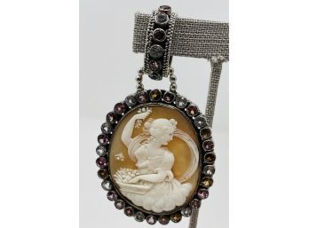 Artisan Signed Sterling Silver Cameo Pendant