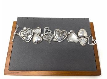 Artisan Signed Sterling Silver Heart - Toggle Closure Bracelet