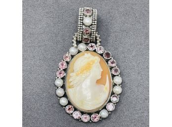 Artisan Signed Sterling Silver Cameo Pendant
