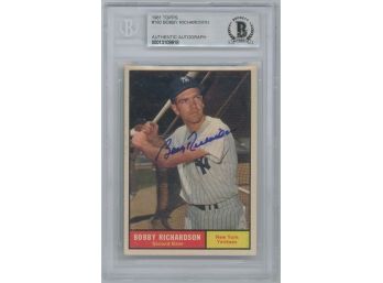 1961 Topps #180 Bobby Richardson Autographed Beckett Authenticated