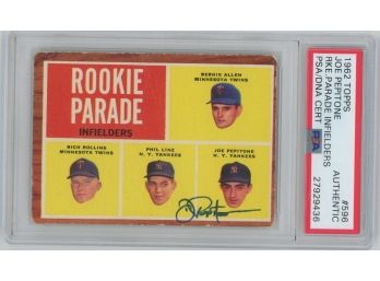 1962 Topps #596 Rookie Parade Infielders - Signed By Joe Pepitone - PSA Authenticated