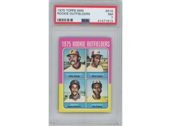 1975 Topps Mini #626 Rookie Outfielders PSA Graded NM 7