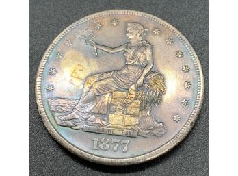1877-S Seated Liberty Trade Dollar With Great Toning