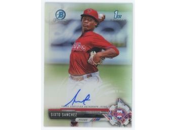 2017 Bowman Chrome Baseball #CPA-SS Sixto Sanchez Autographed 1st Bowman Rookie Numbered 397/499