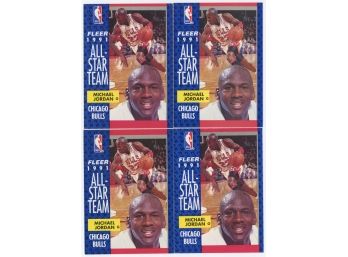 Lot Of 4 1991 Fleer Basketball #211 Michael Jordan '91 All-Star Team Cards
