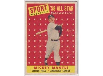 1958 Topps Mickey Mantle All Star Card