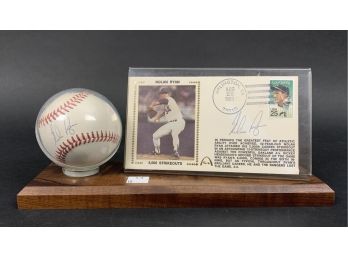 Nolan Ryan Signed Baseball And Signed First Day Cover
