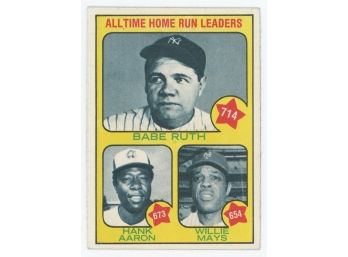 1973 Topps Baseball #1 All-Time HR Leaders - Ruth - Aaron - Mays