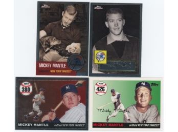 Lot Of 4 Topps/Topps Chrome Mickey Mantle Reprints