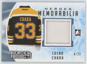 2017 Leaf Hockey #HM-49 Heroes Memorabilia Zdeno Chara Player Worn Material Card Numbered 4/25