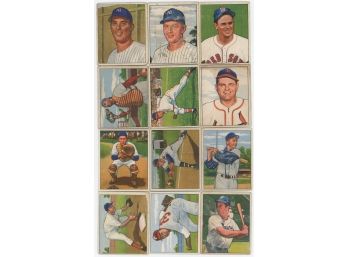 Lot Of 12 1950 Bowman Baseball Cards