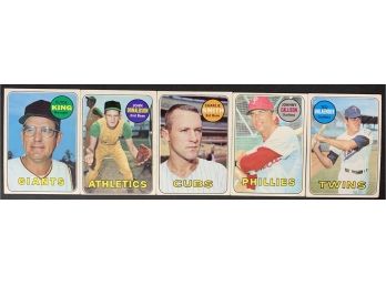 Lot Of 5 1969 Topps Baseball Cards