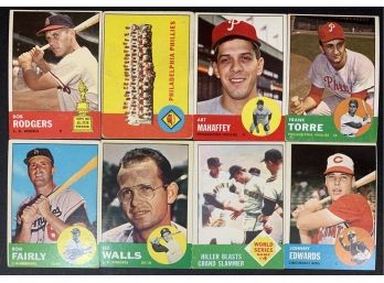 Lot Of 8 1963 Topps Baseball Cards