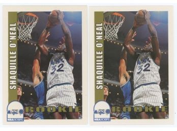 Lot Of 2 1992-93 Hoops Shaquille O'Neal Rookies