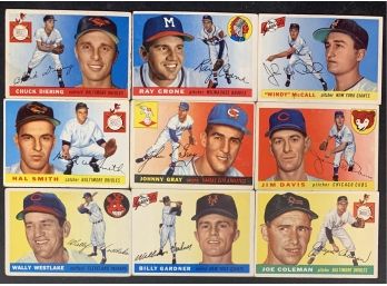 Lot Of 9 1955 Topps Baseball Cards