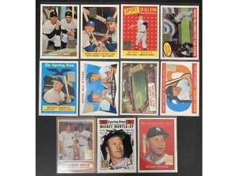 Lot Of 11 1995 Topps Mickey Mantle Collection Reprints
