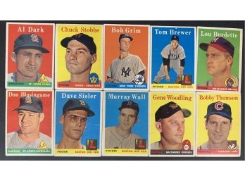 Lot Of 10 1958 Topps Baseball Cards
