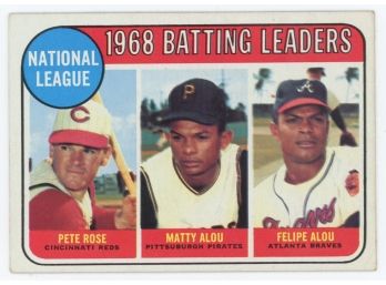 1969 Topps Baseball #2 1968 NL Batting Leaders - Rose, Matty & Felipe Alou
