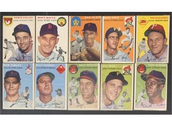 Lot Of 10 1954 Topps Baseball Cards