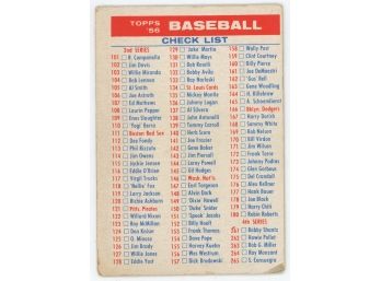 1956 Topps Baseball 2nd Series Checklist