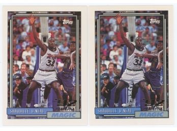 Lot Of 2 1992-93 Topps Basketball #362 Shaquille O'Neal '92 Draft Pick Rookies