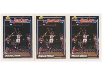 Lot Of 3 1991-92 Topps Basketball #3 Michael Jordan Highlight