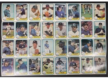 Lot Of 32 1981 Fleer Baseball Yankees