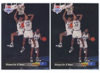 Lot Of 2 1992-93 Upper Deck Basketball #1 Shaquille O'Neal Draft Pick Trade Card Rookies