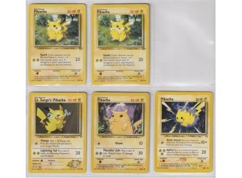 Lot Of 5 Classic 1990's Pikachu Pokemon Cards
