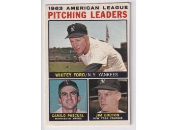 1964 Topps Baseball #4 1963 AL Pitching Leaders - Ford, Pascual, Bouton