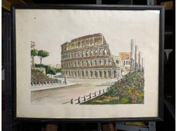 Colosseum Pen And Watercolor, Signed