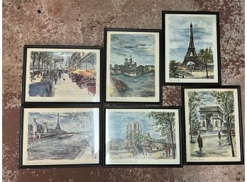 Series Of 6 Watercolors, All Signed DEL
