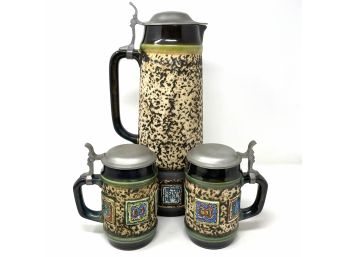 Elaborate, German Made, Matching Pitcher And Stein Lot