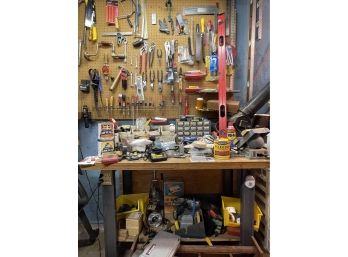 Contents Of Work Bench And Peg Wall (work Bench Is Not Included) So Many Tools!