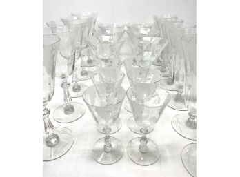 Large Lot Of 20 Glasses In Various Styles And Sizes