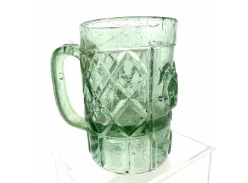 Rams Head Green Glass Mug