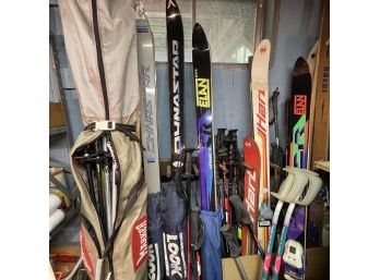 Ski Lot - Includes Many Skis, Poles, Carrying Bags, Etc