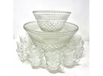 Double Punch Bowl Set With 18 Matching Cups