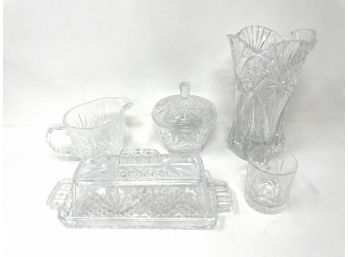 Cut Glass Collection Including Covered Butter Dish