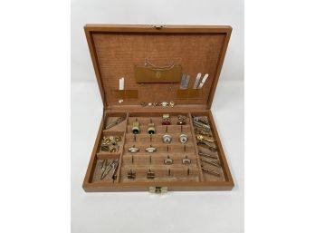 Large Collection Of Vintage Tie Tacks And Cuff Links - Case Included