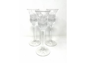 Trio Of Ornate Glass Candlesticks