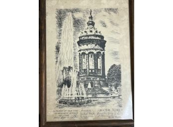 Water Tower Print Signed By Owner's Colleagues To Him