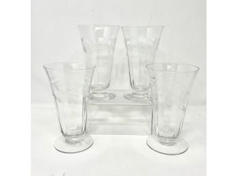 Set Of 4 Etched Glasses