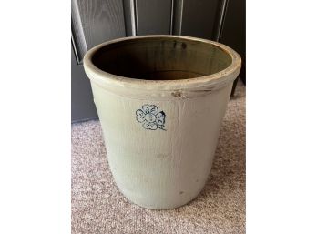 Large Number 8 Pottery Crock - Some Wear With Lovely Flower Design