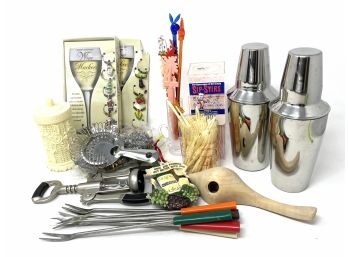 Collection Of Vintage Barware And Appetizer Accessories
