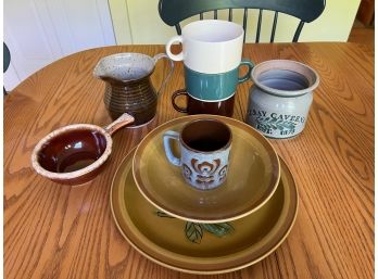 Pottery Lot Including A Fashion Minor Stoneware Round Platter